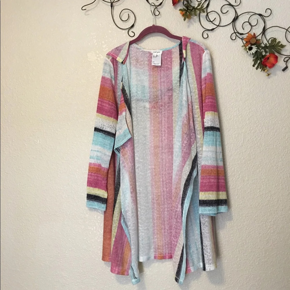 Tribal jeans hooded striped Cardigan large